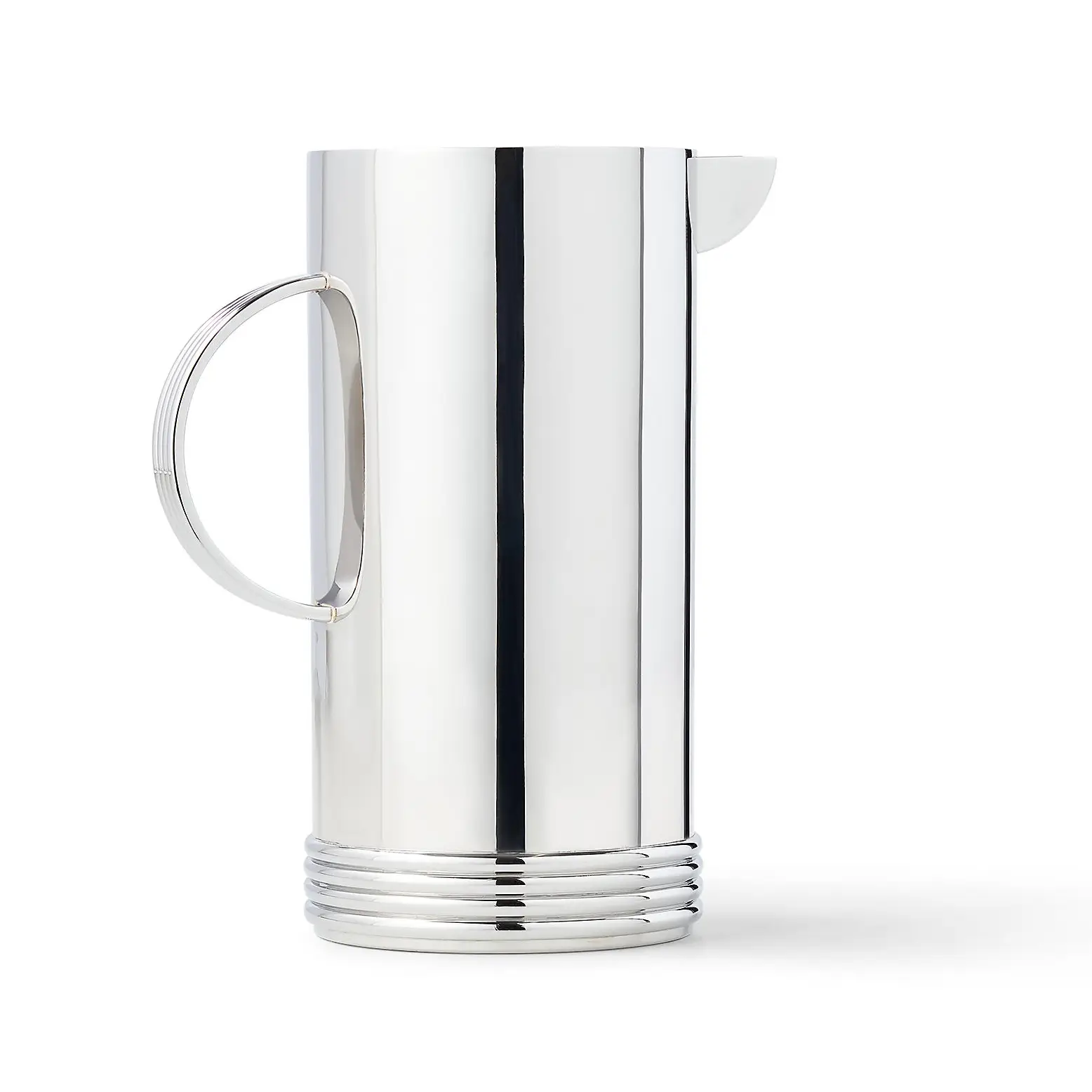 Polished silver pitcher with black stripe