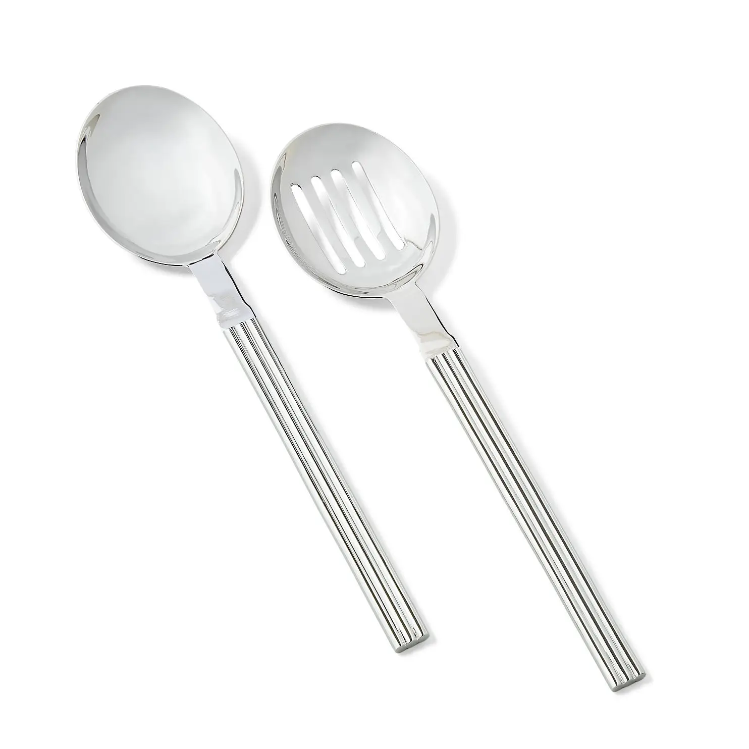Silver serving spoon and slotted spoon set