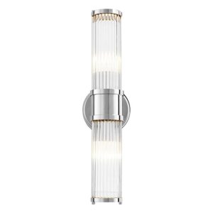 CLARIDGES WALL LAMP DOUBLE - NICKEL WITH CLEAR GLASS