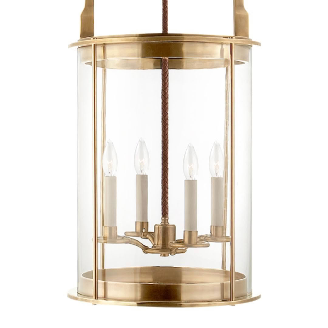 Brass pendant light with four candle-like bulbs