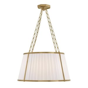 Gold chain pendant light with white shade