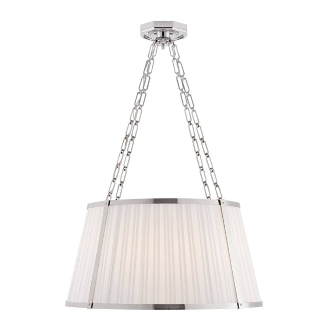 Modern chandelier with pleated shade and chain suspension