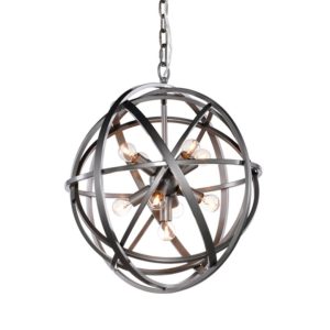 Modern suspended orb chandelier with exposed bulbs