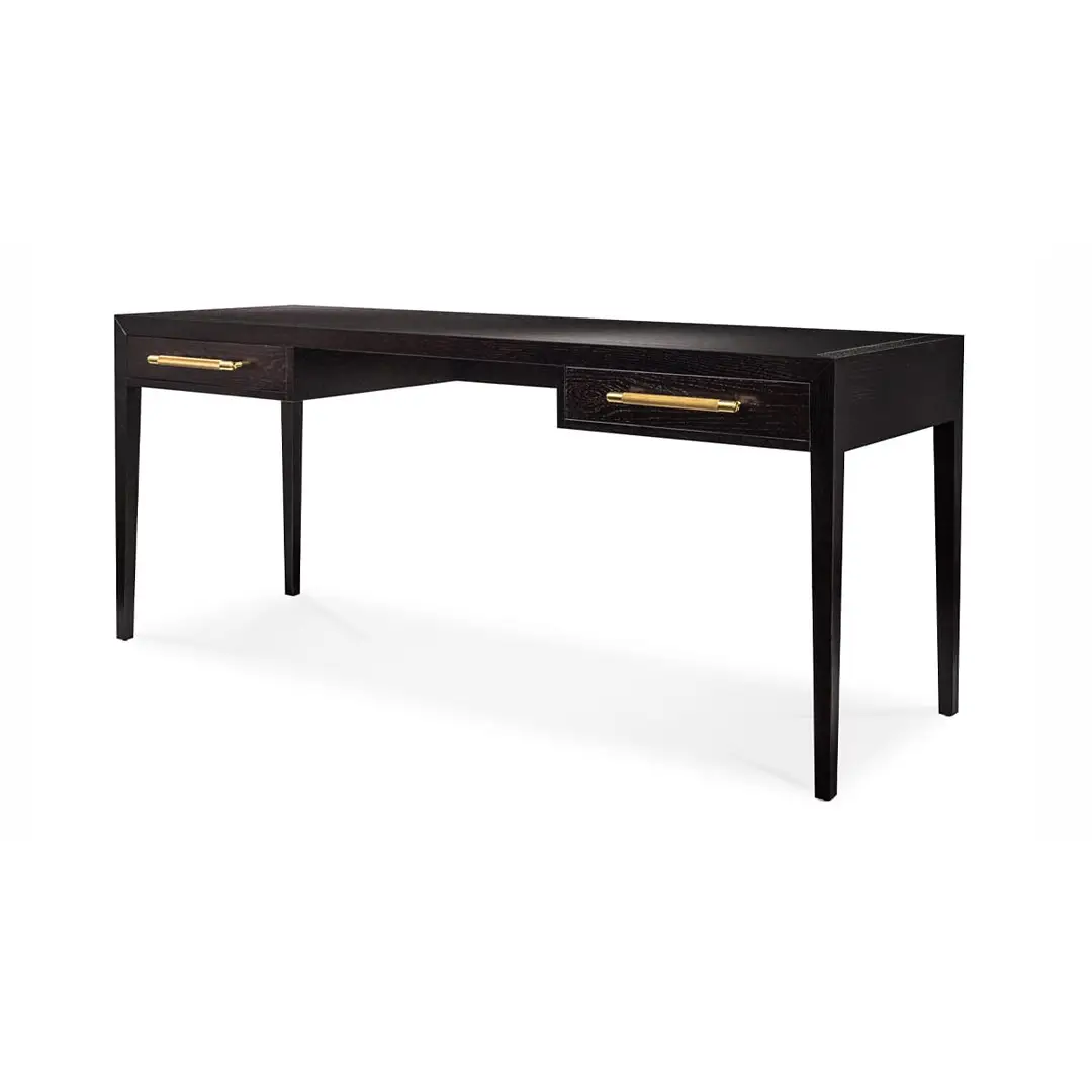 Modern black desk with gold handles
