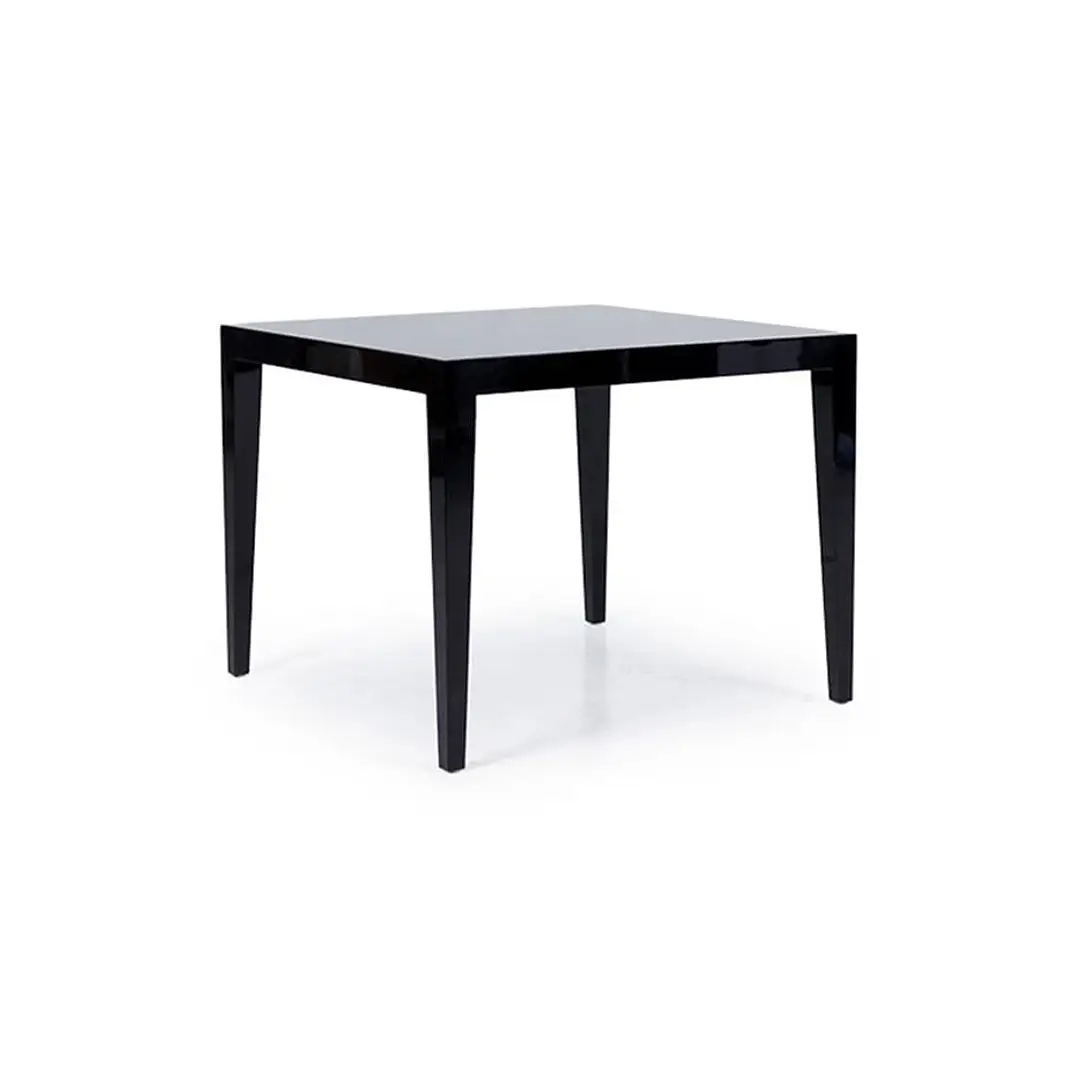 Minimalist black square dining table isolated on white