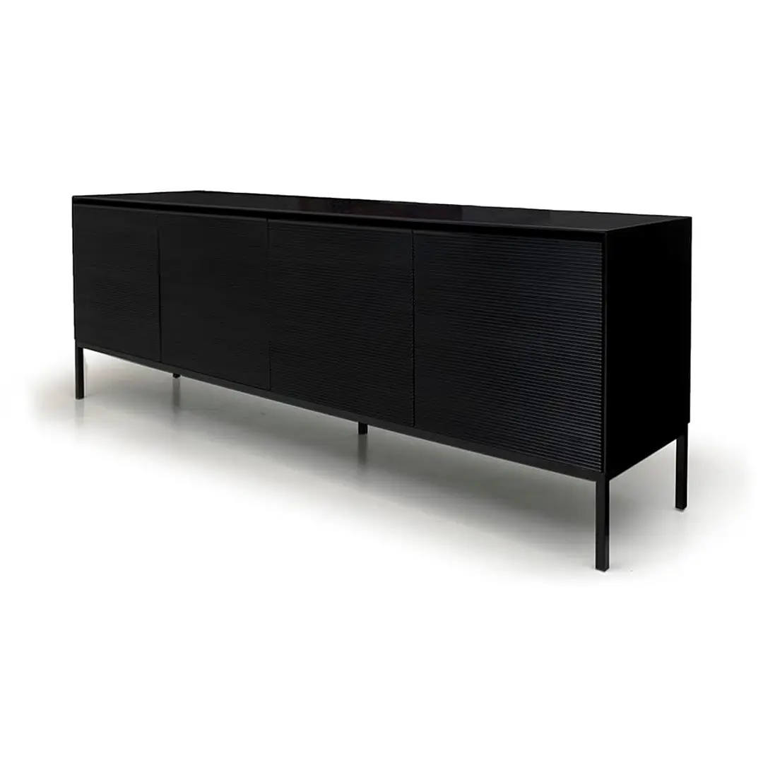 Modern black sideboard cabinet with textured doors