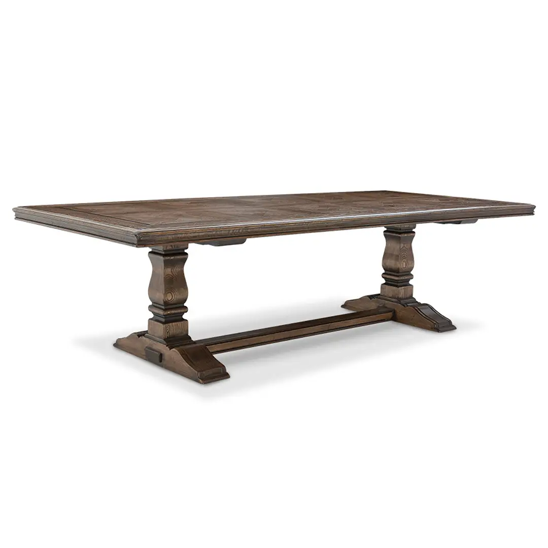 Antique wooden double pedestal dining table