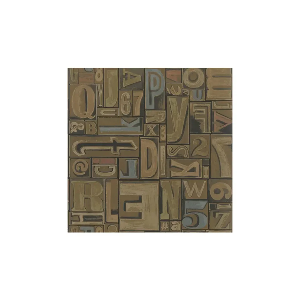 Vintage letterpress blocks with assorted letters and symbols