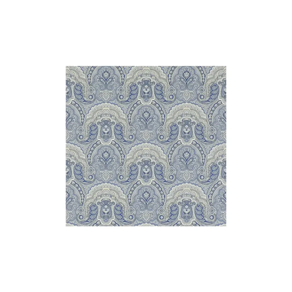 Ornate blue paisley fabric pattern