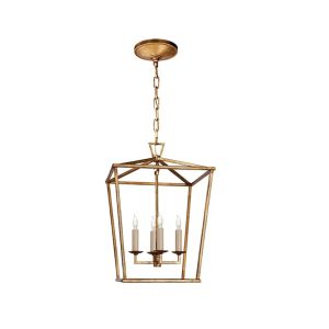 Antique gold pendant chandelier with four candles