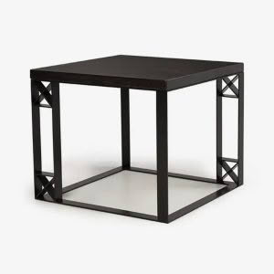 Modern black square side table with bottom shelf