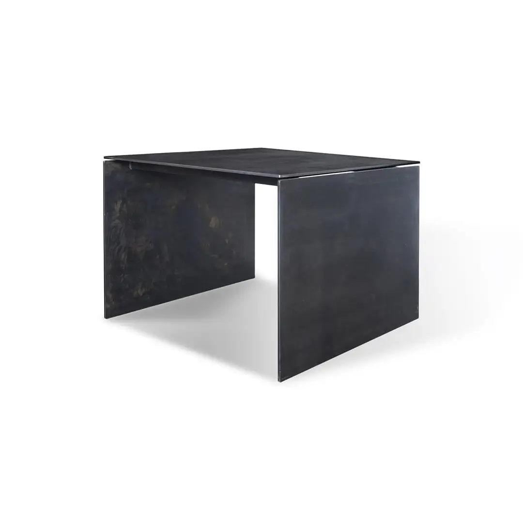 Minimalist black rectangular office desk isolated on white