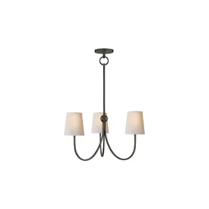 Three-light chandelier with frosted glass shades