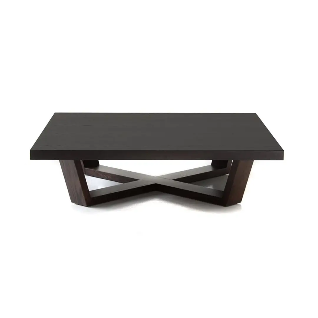 Modern black coffee table with X-shaped base