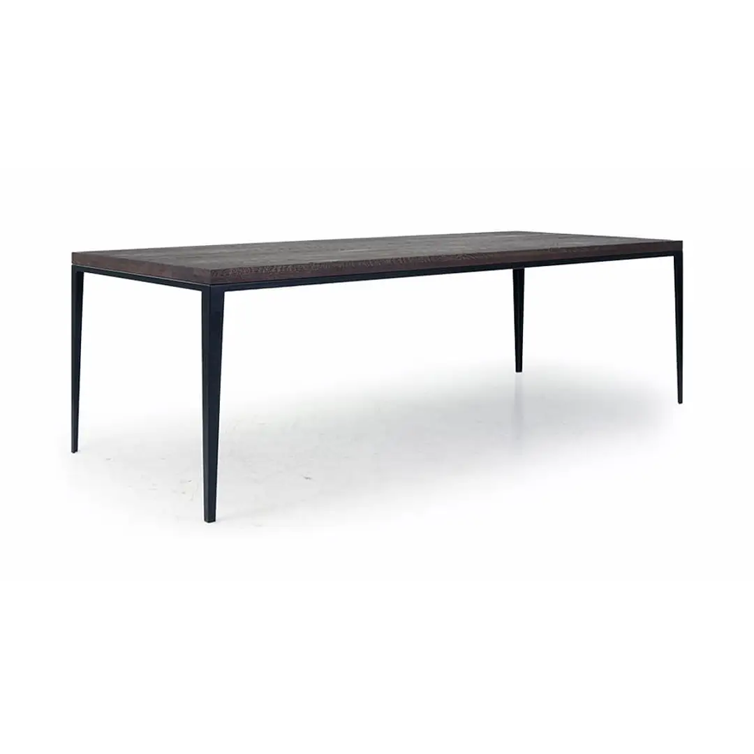 Modern dark wooden table with sleek black legs