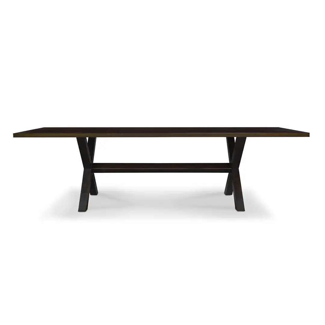 Brown wooden dining table on white background