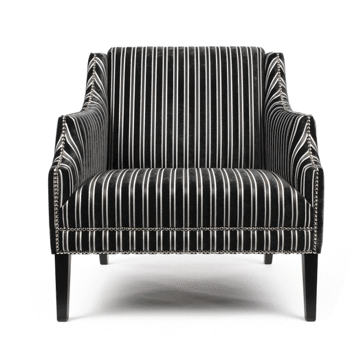 Aria Armchair Elegant black striped armchair with nailhead trim