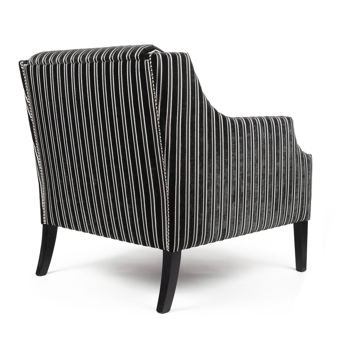 Aria-Armchair Striped black and white modern armchair isolated.