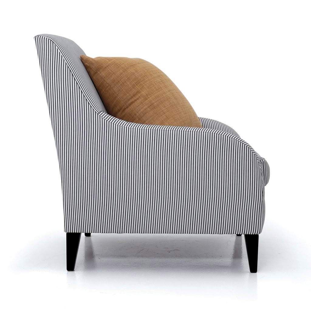 Elegant striped chair with brown cushion