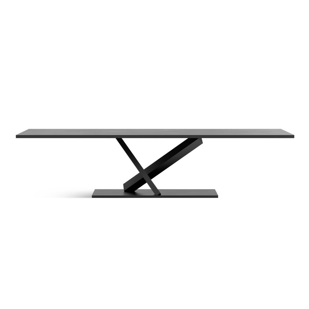 Modern black criss-cross base table