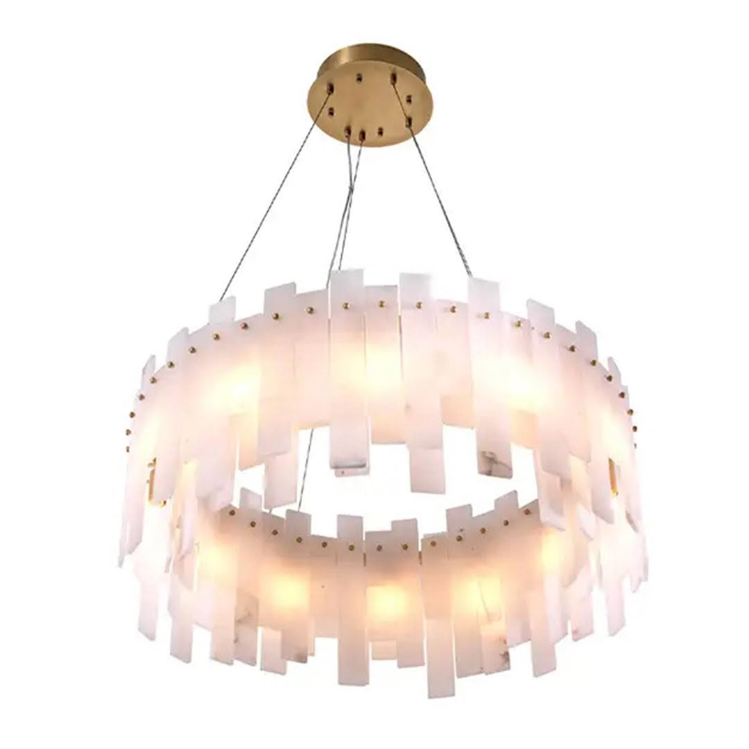 Modern circular hanging chandelier with illuminated panels