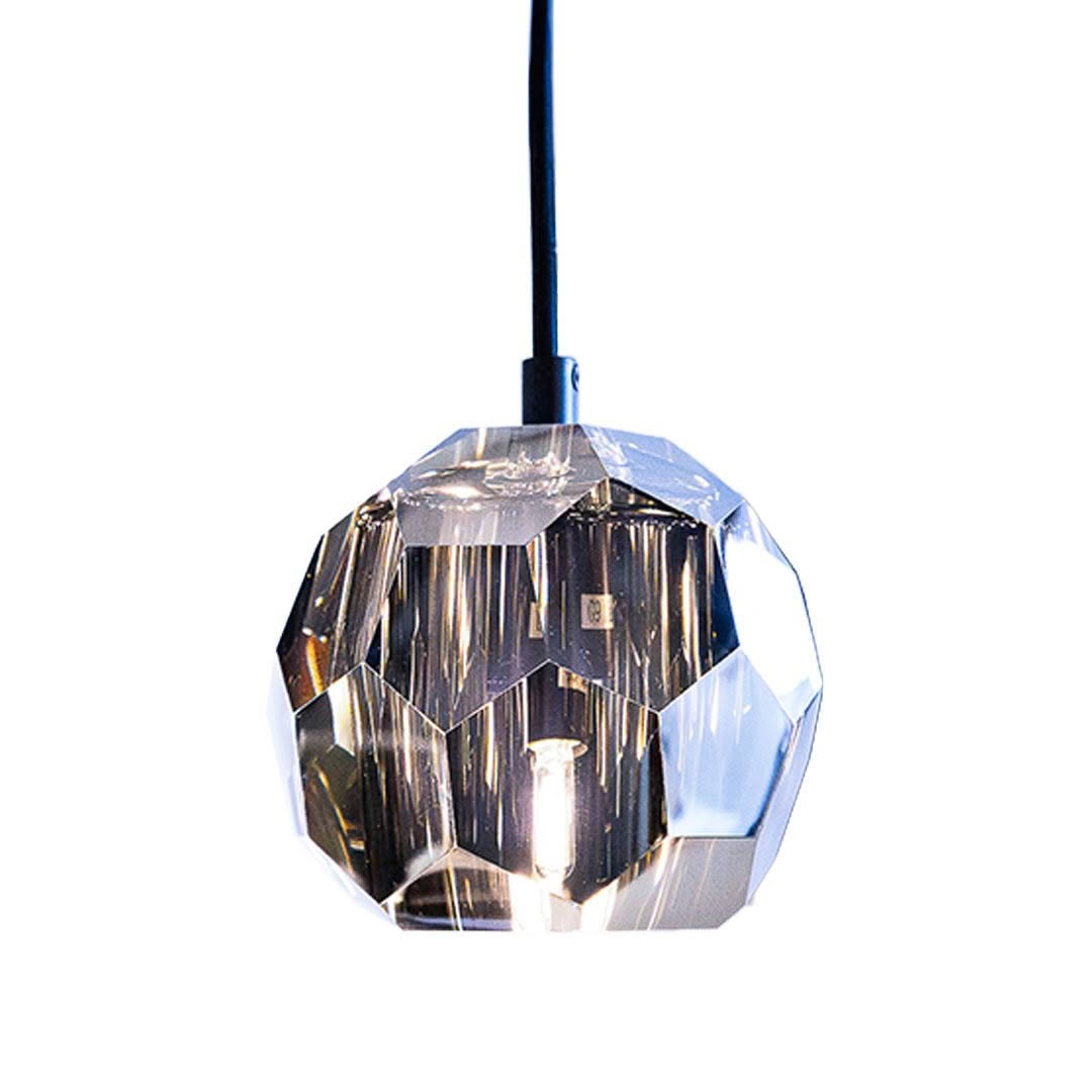 Modern faceted pendant light with clear crystal design