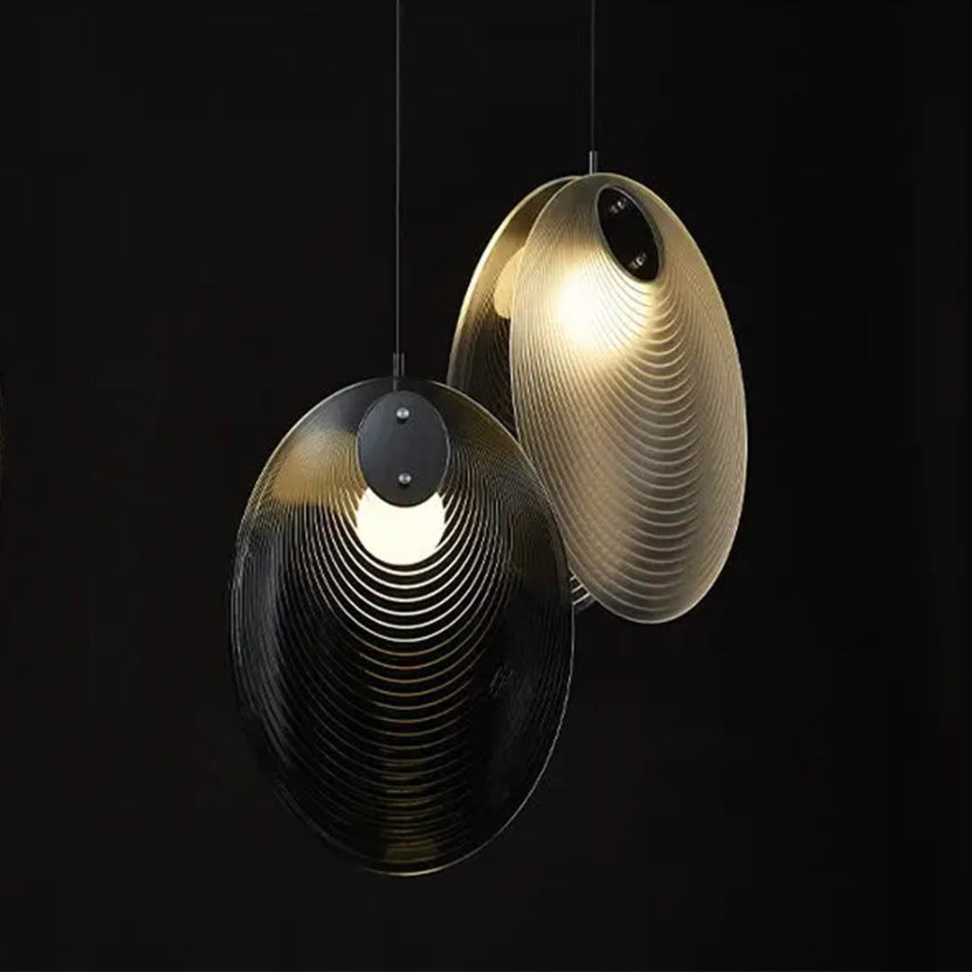Elegant modern hanging pendant lamps with textured surfaces