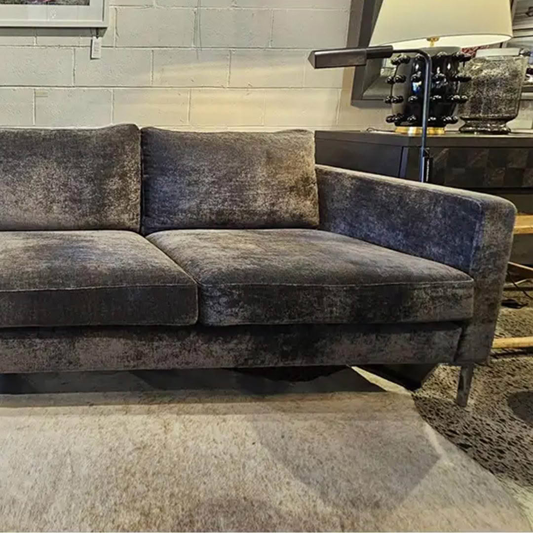 Dark gray textured fabric sectional sofa in modern setting