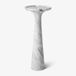POMPANO SIDE TABLE HIGH - WHITE CARRERA MARBLE
