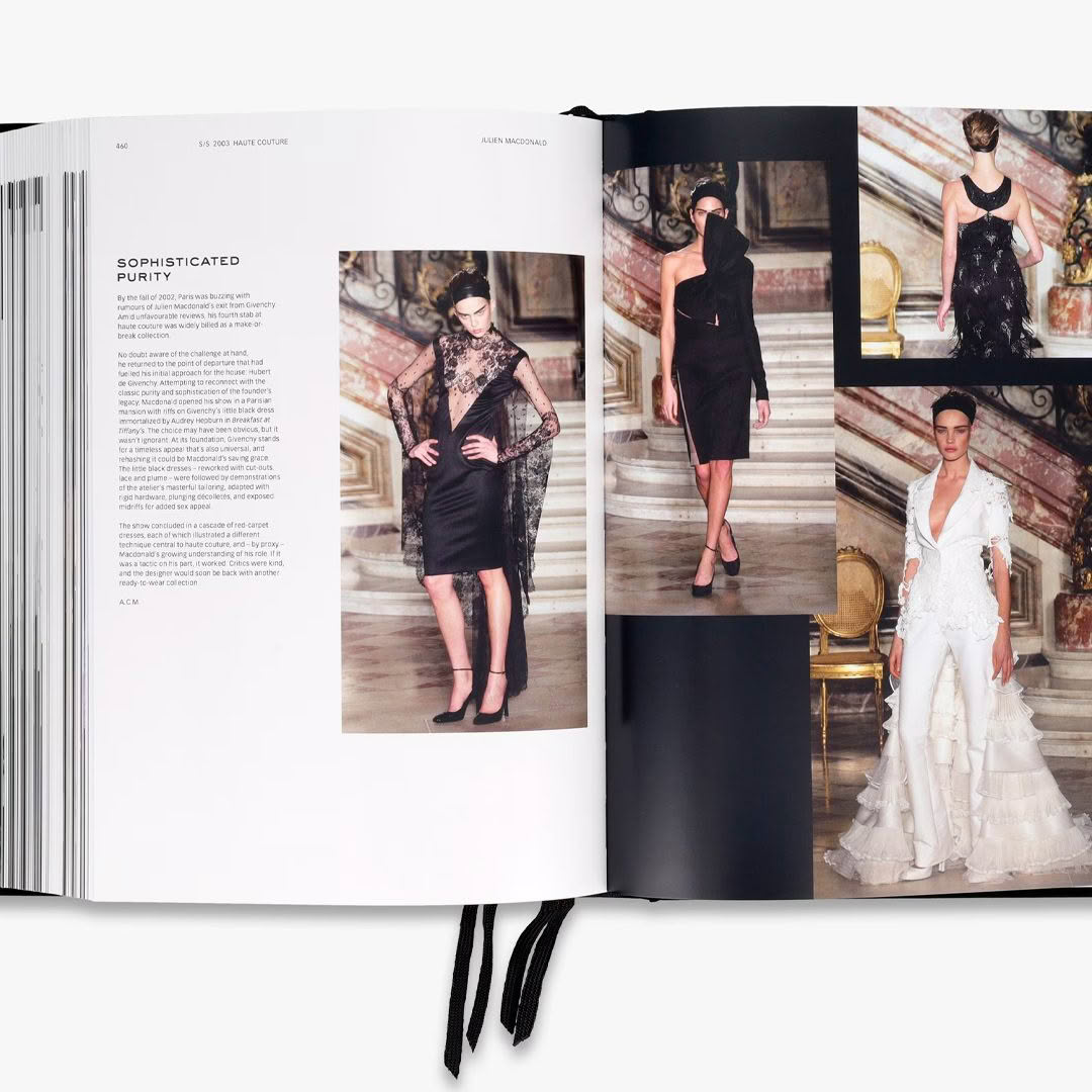 givenchy-catwalk-book Fashion magazine spread showcasing haute couture dresses