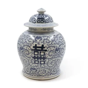 TZ - DOUBLE HAPPINESS JAR - 31cm H - BLUE/WHITE