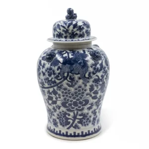 TZ - FLOWER GINGER JAR - 39cm H - BLUE/WHITE