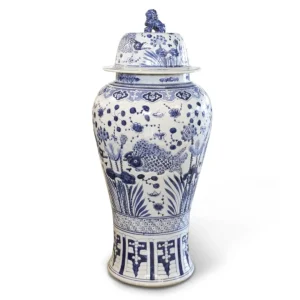 TZ - GINGER TEMPLE JAR - 110cm H - BLUE/WHITE