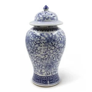 TZ - LOTUS GINGER JAR - 46cm H - BLUE/WHITE