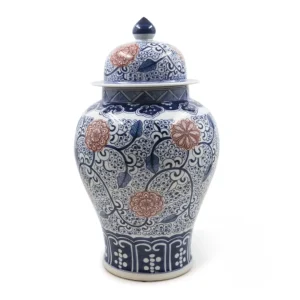 TZ - LOTUS GINGER JAR - 47cm H - BLUE/RED