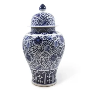 TZ - LOTUS GINGER JAR - 58cm H - BLUE/WHITE