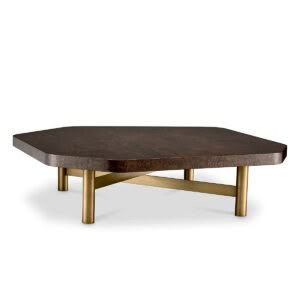 ORACLE COFFEE TABLE - HIGH GLOSBRUSHED BRASS FINISHS MAPLE VENEER,