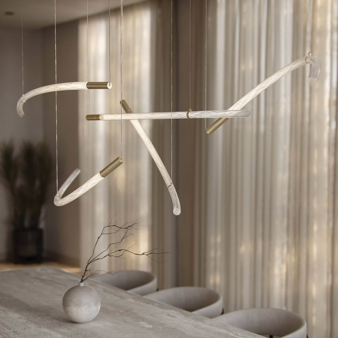 Modern hanging light fixture in elegant interior
