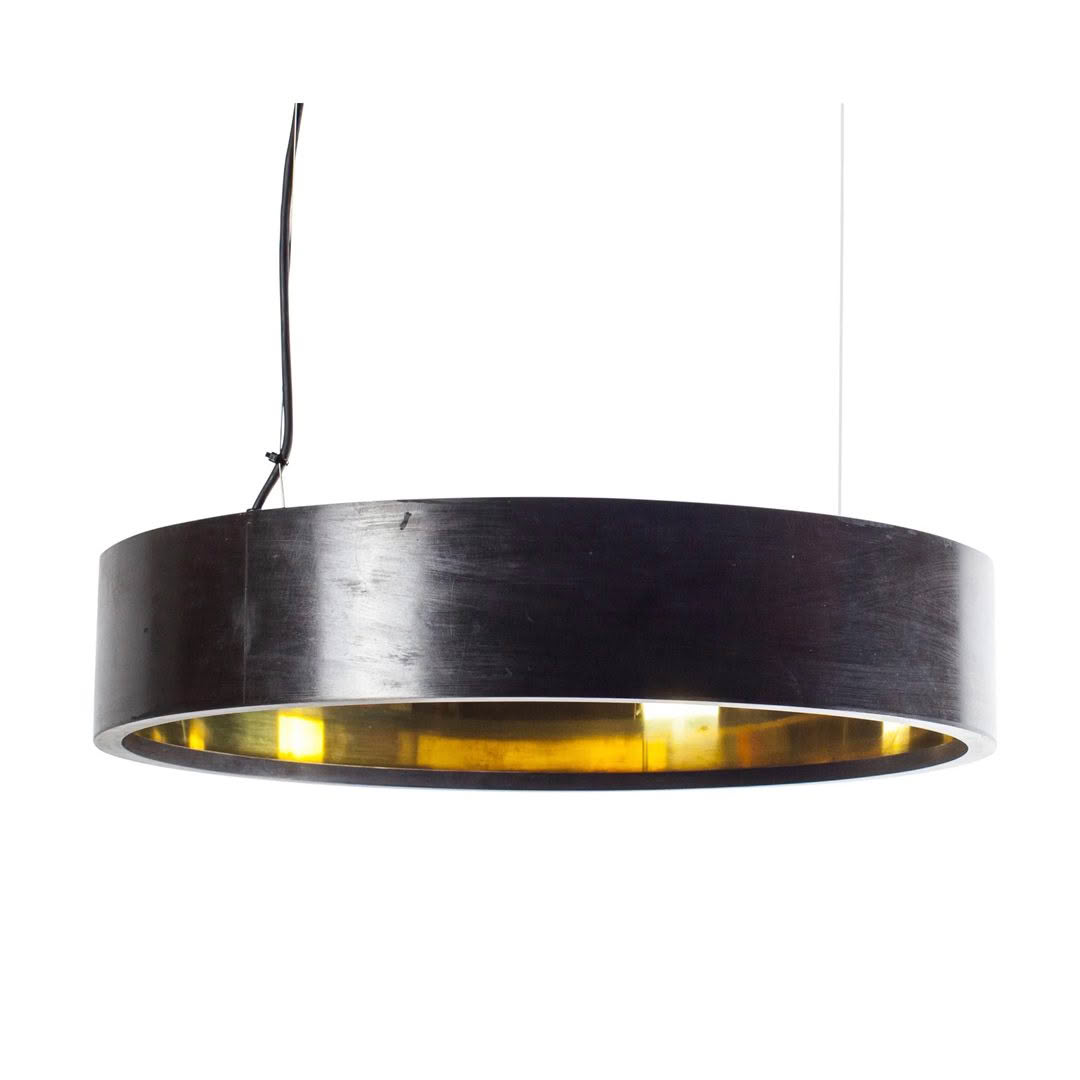 Modern black hanging lamp with gold interior