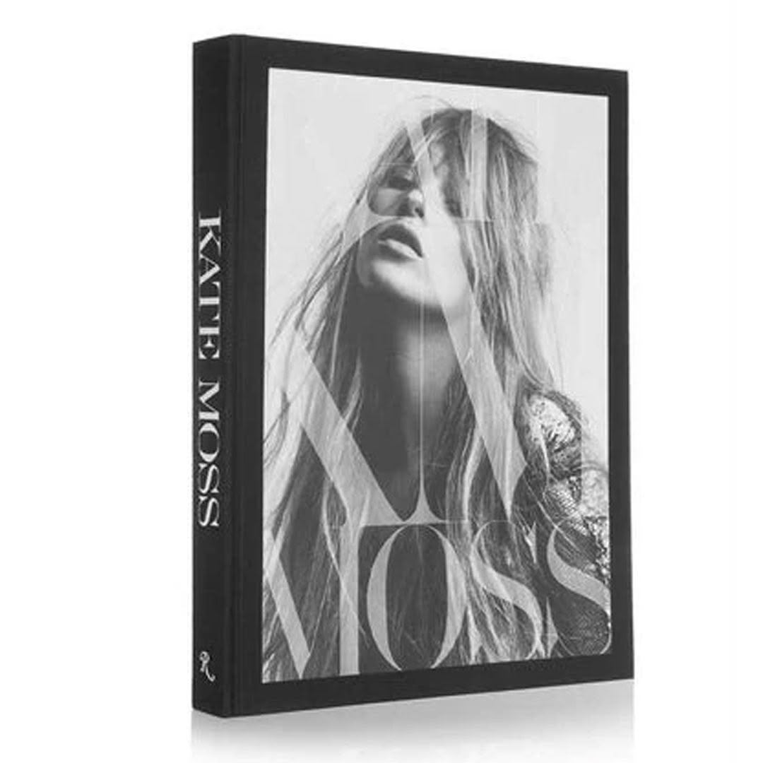 Kate Moss book cover with black and white portrait