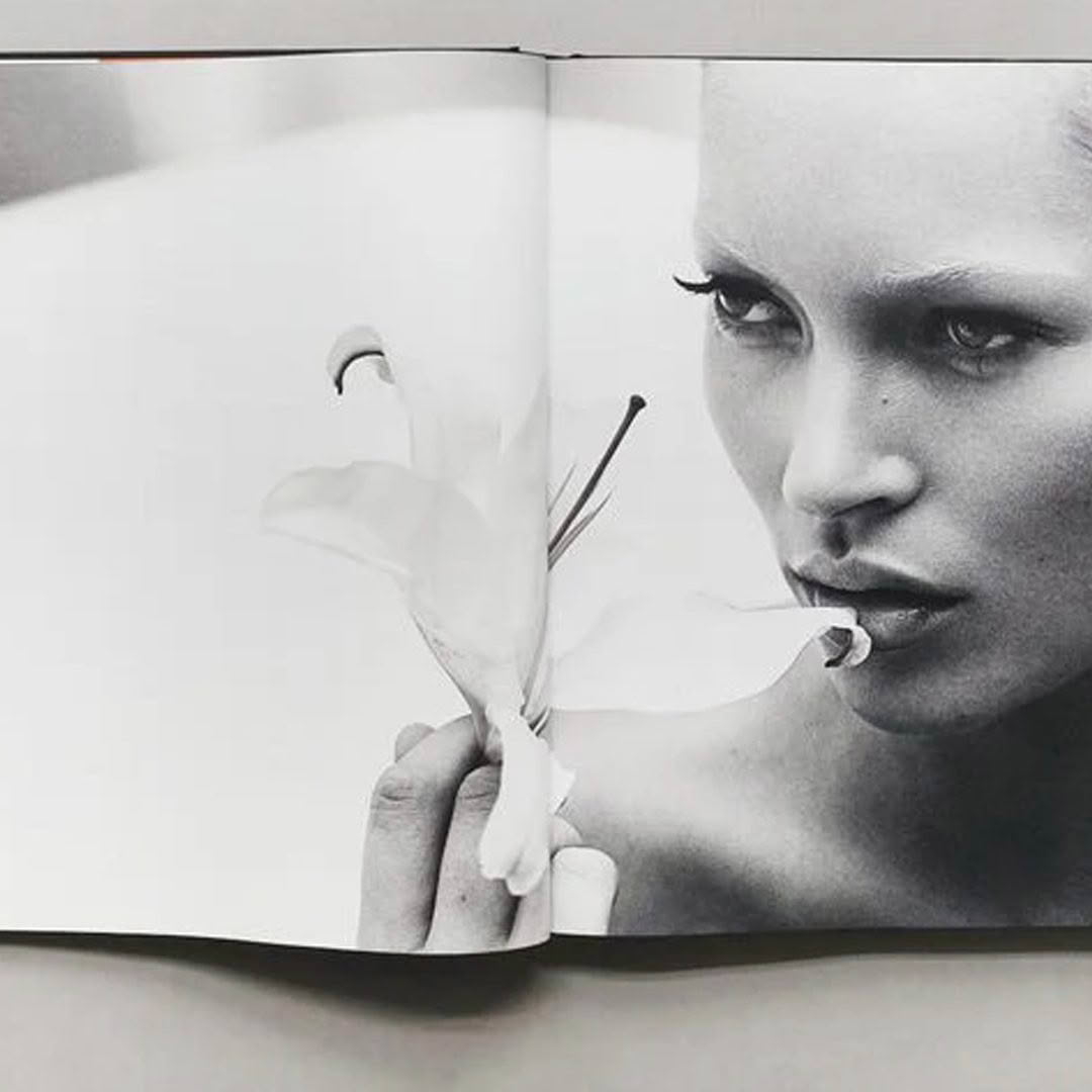 Kate-Moss-Book-web_3 Woman with lily in artistic black and white photo