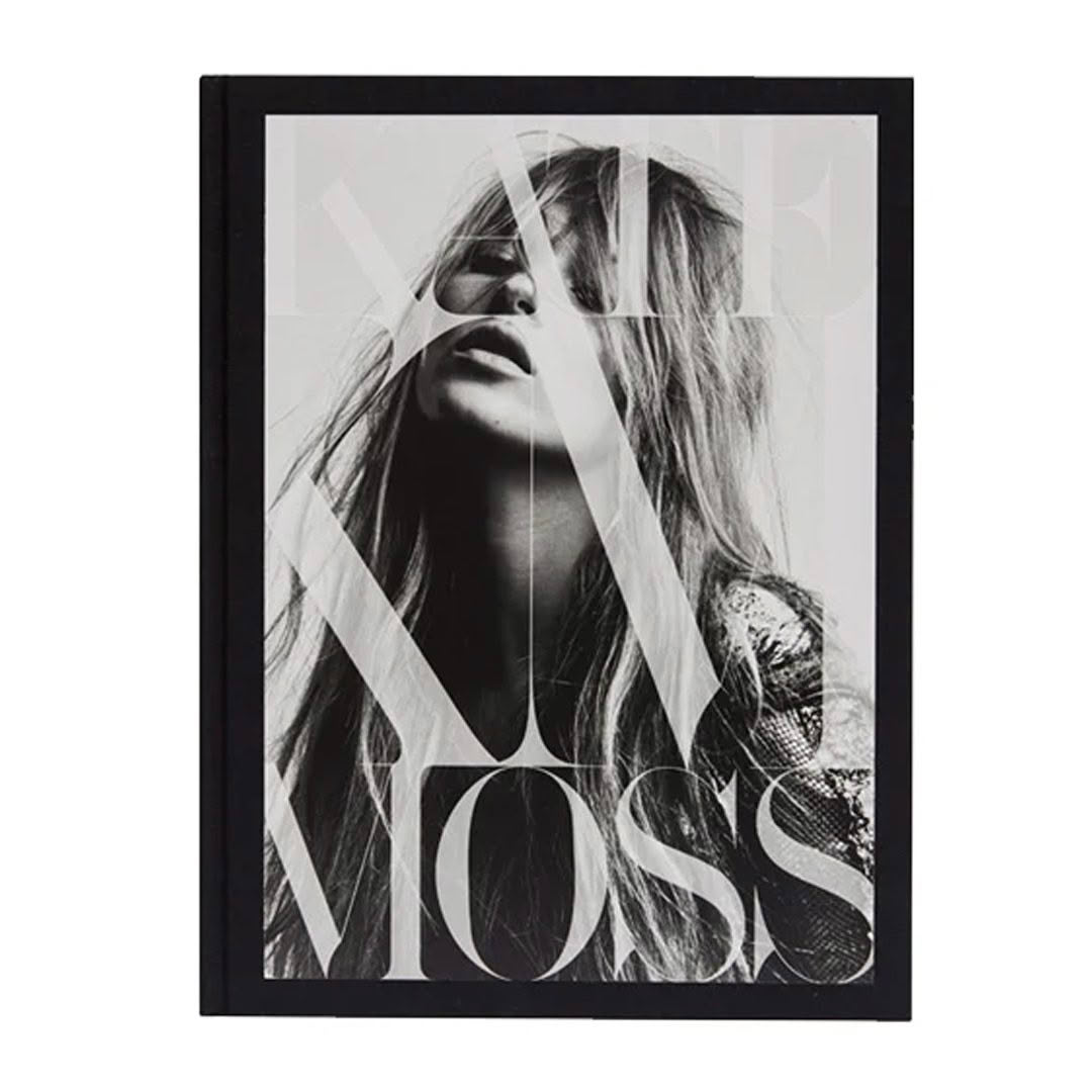 Black and white Kate Moss book cover