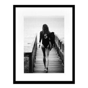 NO.5 SURFER GIRL PRINT - P008 - BLACK FRAME