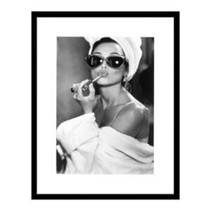 AUDREY HEPBURN LIPSTICK PRINT - P036 - BLACK FRAME