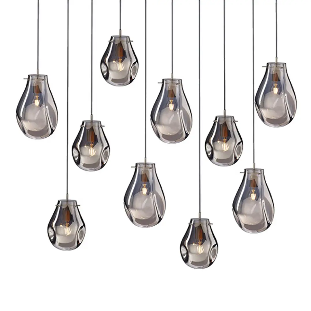 Modern hanging pendant lights with teardrop glass shades