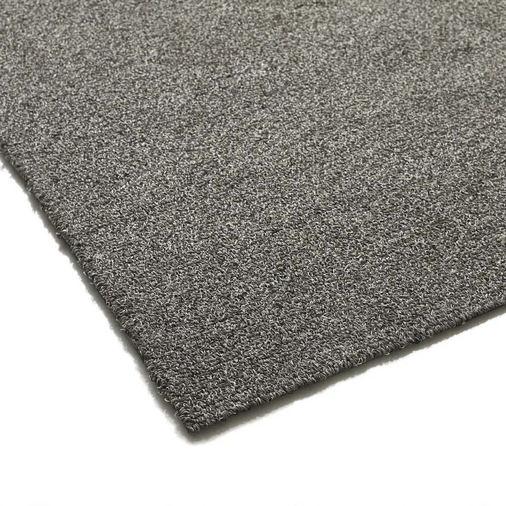 Close-up of textured gray carpet sample