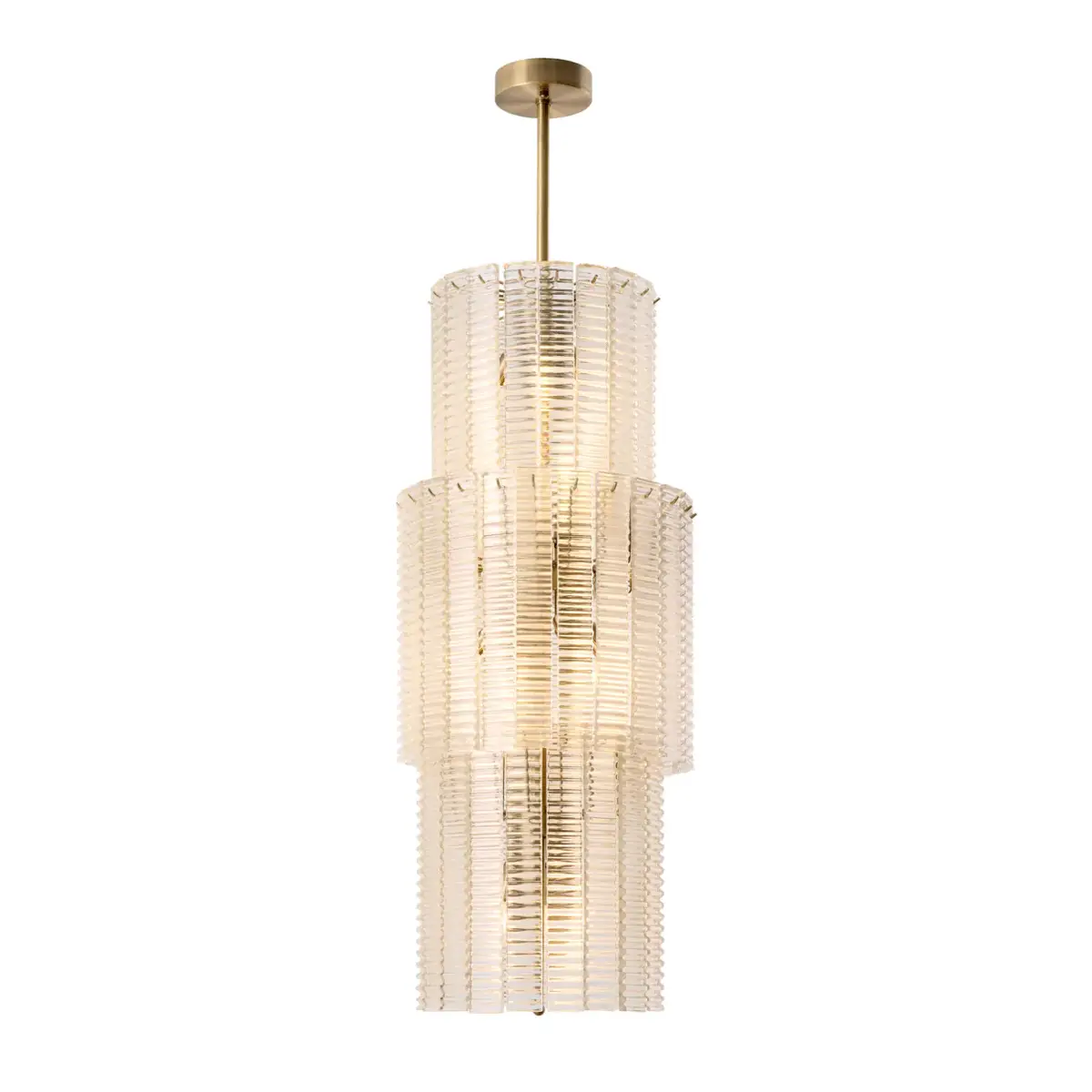 Elegant vertical cylindrical glass chandelier
