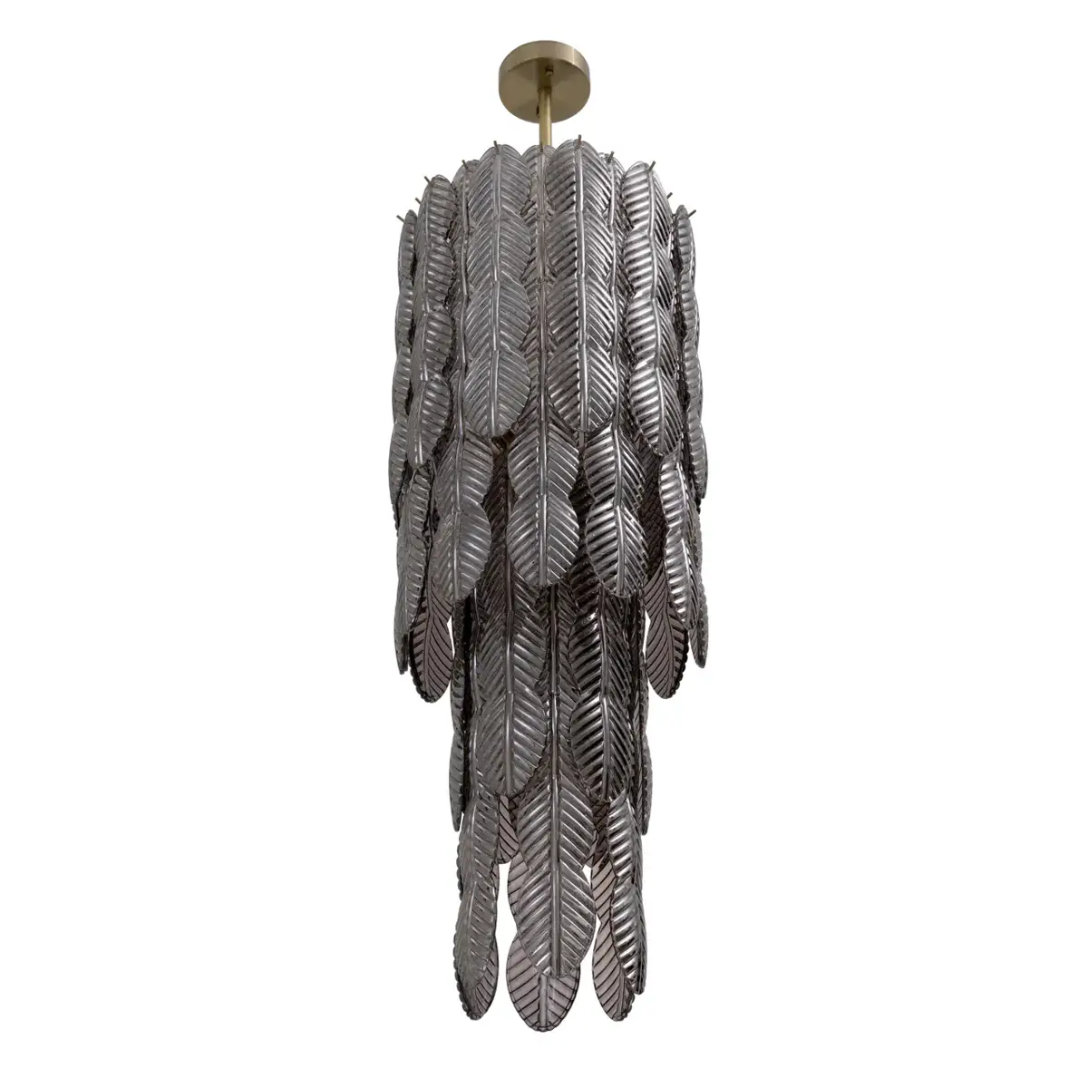 Silver feathered chandelier with textured detail