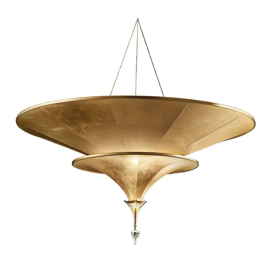 Golden pendant light with elegant inverted dome shape