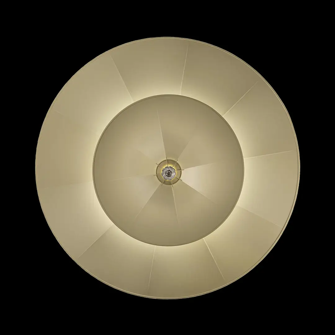 Gold circular overhead light fixture